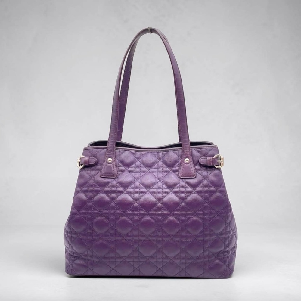 ❌SOLD❌Christian Dior Panarea Cannage Purple Tote Bag with Charm - Picture 4 of 15